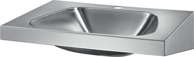 TRAPEZ wastafel kraangat Ø35 midden z. overloop RVS 304 mat