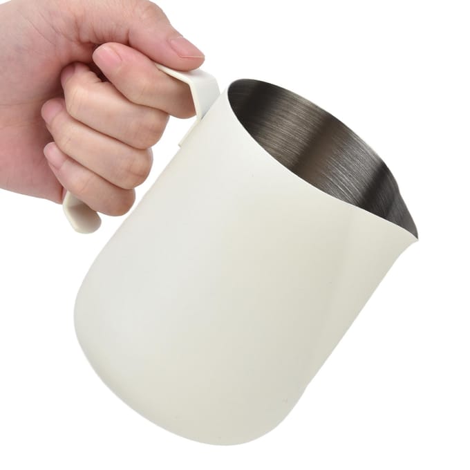 Pichet à lait Mousseur épaissi 450 ml avec bec verseur pointu pour machine à café CaféBlanc L blanc