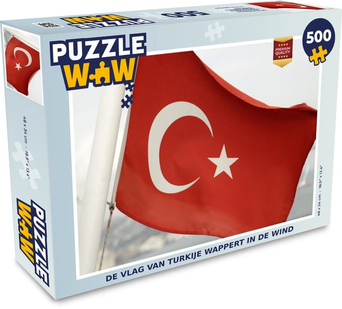 Puzzel De vlag van Turkije wappert in de wind - Legpuzzel - Puzzel 500 stukjes