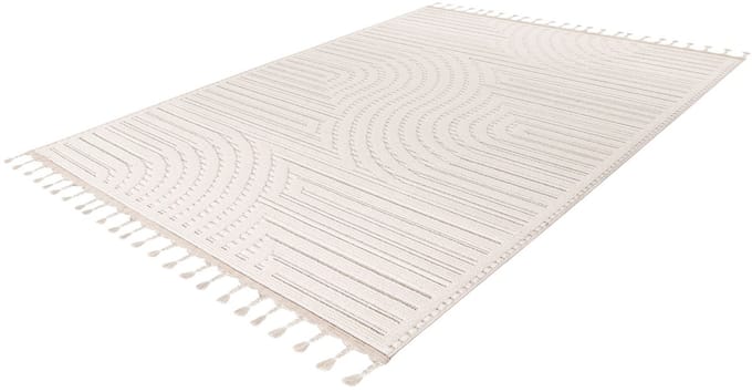 Lalee Luxor Vloerkleed - Berber Tapijt - Hoog Laag Effect - Wit Creme - 3D-Effect - Ondersteunt Boho-Stijl