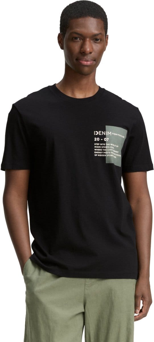 Tom Tailor Printed T-shirt Met Korte Mouwen Zwart L Man