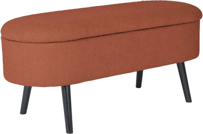 sweeek - Bank, bedeinde boucléstof, sherpa, b112 x d44 x h50cm