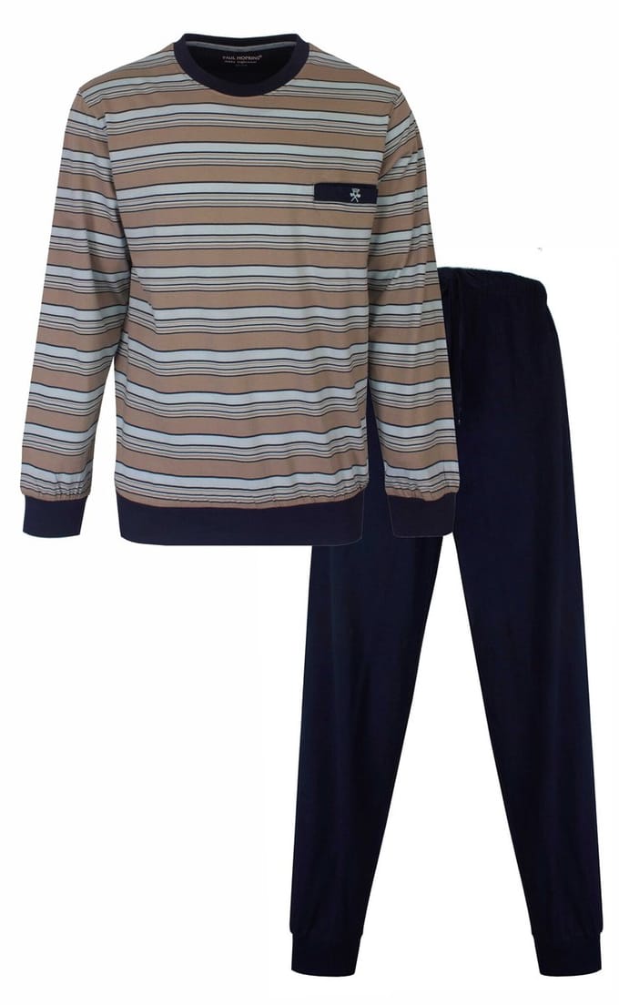 Paul Hopkins Heren Pyjama - Gestreept Dessin - Beige - Maat M