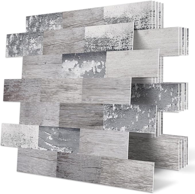 PromoHome Plakbare Muurtegels Rustieke Houtlook - 10 Vel Set 30x30 cm