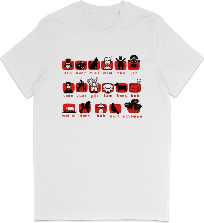 Grappig Heren en Dames T Shirt Met Moderne Leesplank Design - Wit - S