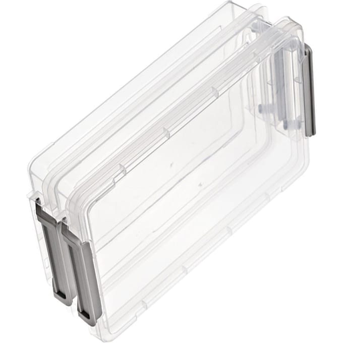 2pcs Boîte de classement portable en plastique Empilable Anti-poussière Protectrice Transparente A4 Étui pour documents pour Document grise