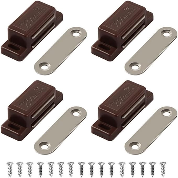 Magnetische deursluiters voor keuken en meubelen - 4 Pack Bruin