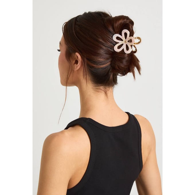 boohoo Dames Marmer Bloem Haarclip | Parel
