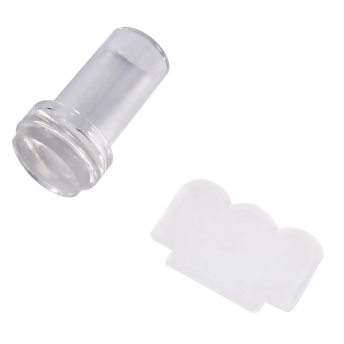 Ensemble Tampon et Grattoir de Transfert de Vernis à Ongles en Silicone Transparent Tendance Outil de Manucure blanc
