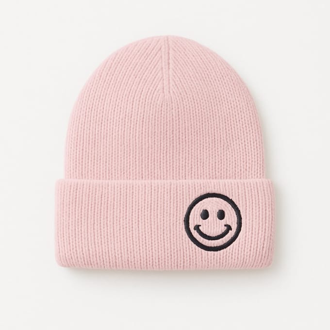 Hidzo Beanie - Muts - Smiley - Polyester - Roze - Kindermuts