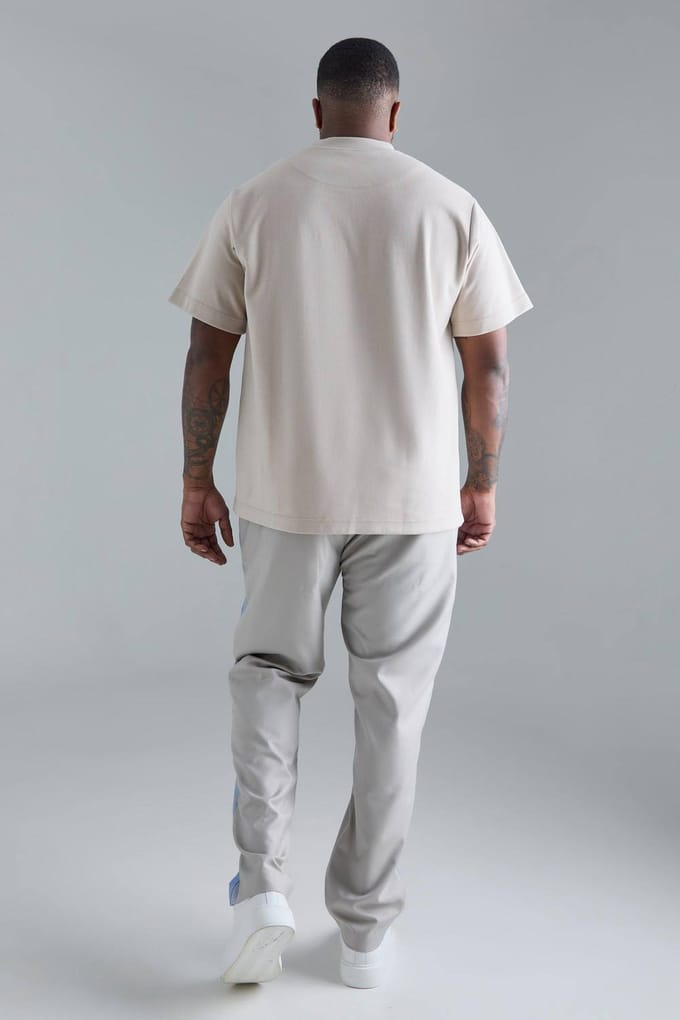 Plus Skinny Fit Colour Block Panel Suit Trouser | Grey | Size 48