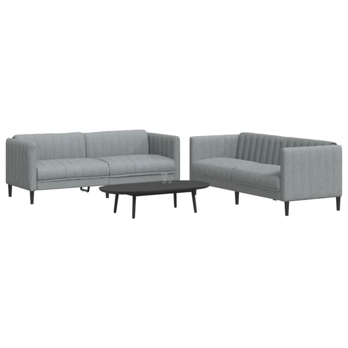 vidaXL - 2-delige - Loungeset - stof - lichtgrijs