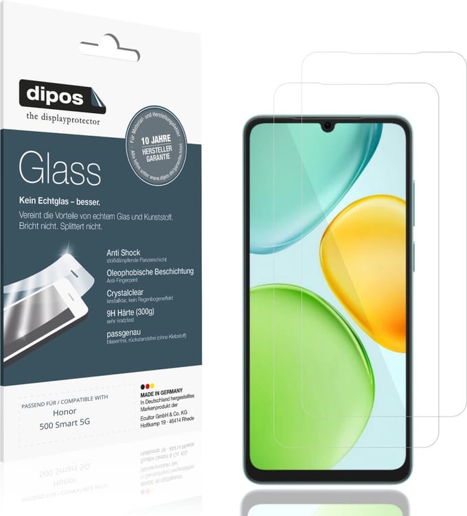 dipos – 2x Pantserfolie geschikt voor Honor 500 Smart 5G | 9H Screenprotector