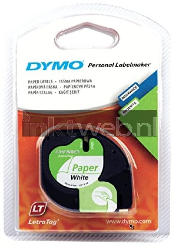 Dymo 91200 / 91220 zwart op wit breedte 12 mm