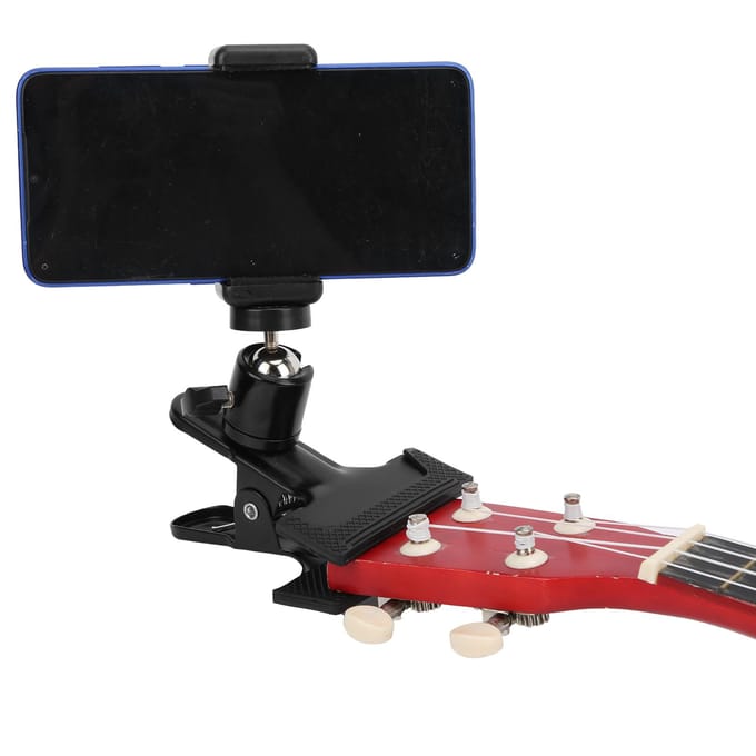 Metalen Gitaar Bas Telefoonhouder Live Uitzending Beugel Ukulele Klankgat Telefoonclip black