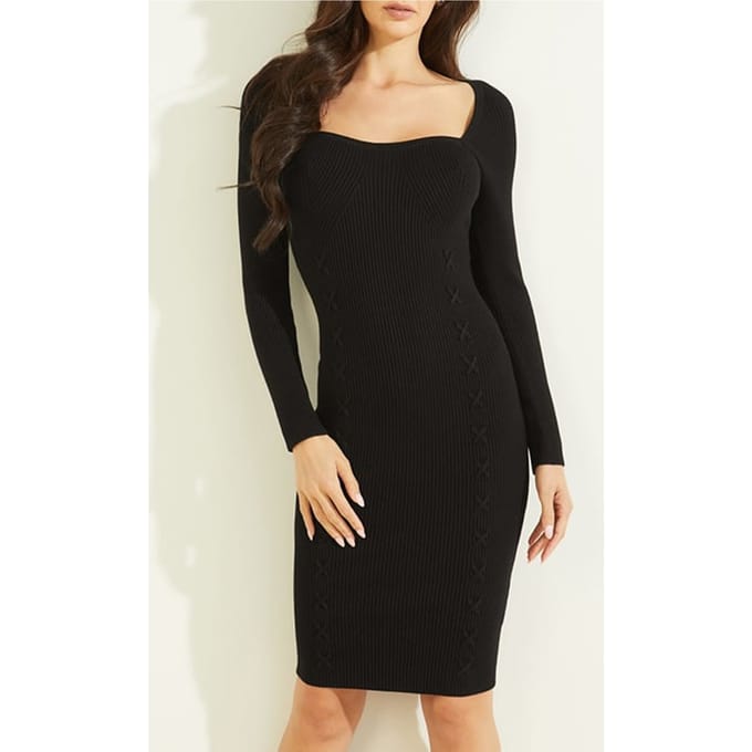 GUESS  Eco Es Ls Sweethrt Margo Jet Black A996 Taglia: M | Abiti Midi Outlet | Donna | Nero