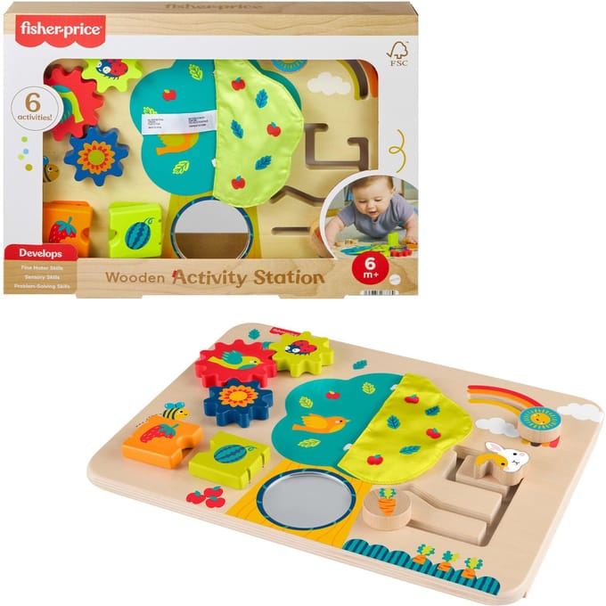 Mattel houten activiteitenspeelgoed Fisher-Price voor peuters.