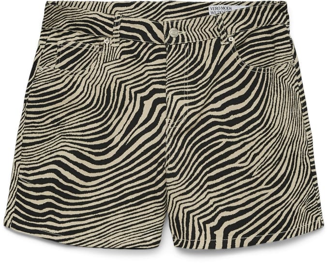 Vero Moda Broek Vmtess Mr Denim Aop Shorts Noos 10329962 Oatmeal/zebra Dames Maat - M
