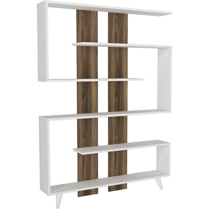 Stijlvolle Boekenkast - Walnoot & Wit - 120x162x20cm - Melamine Oppervlak