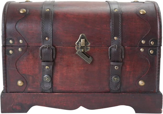 Famanu - Houten schatkist met slot groot 40x23x27cm