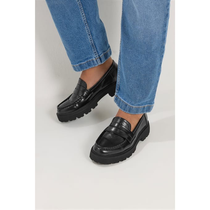 Yours Zwarte Platform Loafers In Brede Epasvormsize 41EEE