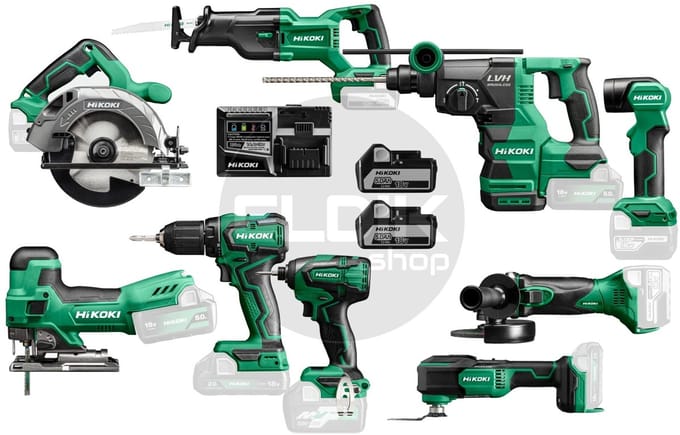 Hikoki KC18KIDLEV1 Combo pack | 9 machines, 2 accu's en lader