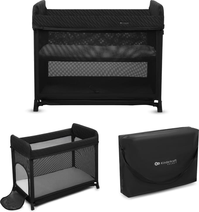Kinderkraft MOON DREAM - Campingbedje - Inklapbaar - Met Matras - Met Hangbodem - Zwart