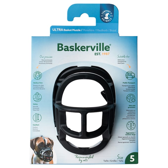 Muilkorf Baskerville Ultra 2.0 - Maat 5: Bijv. Labrador, Herdershond