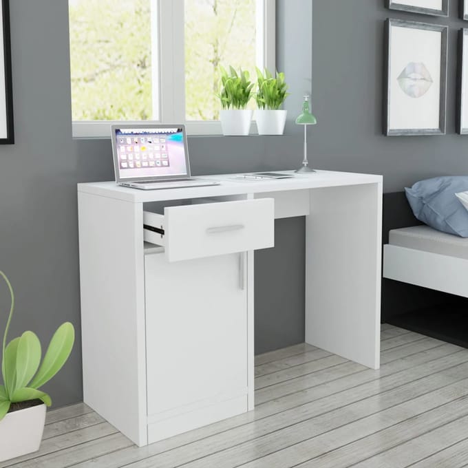 vidaXL - Bureau - met - lade - en - kastje - 100x40x73 - cm - wit