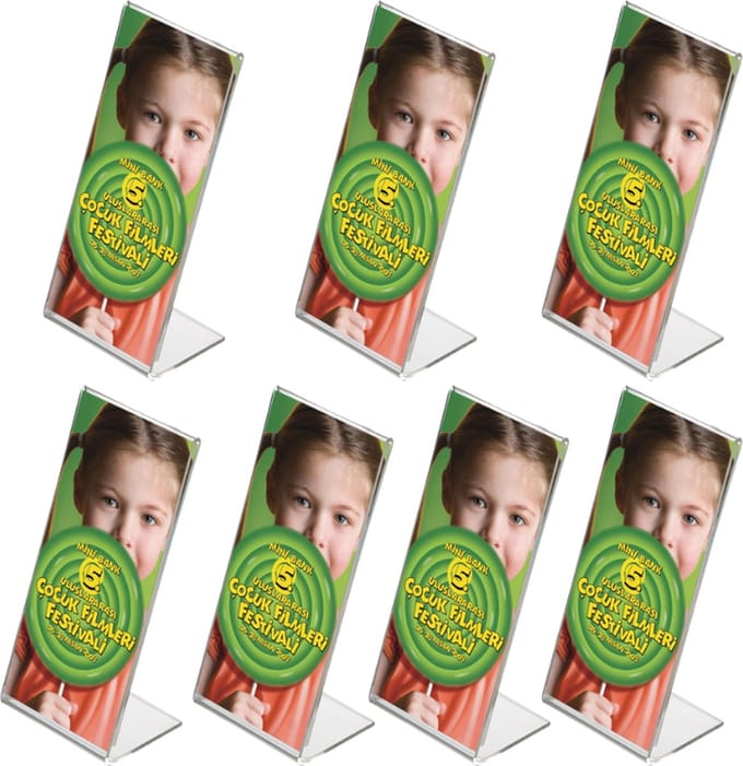7 pack | Folderstandaard | l-standaard A6 formaat staand | Menukaarthouder | acryl L standaard | acryl kaarthouder | menustandaard A6 | van duurzaam