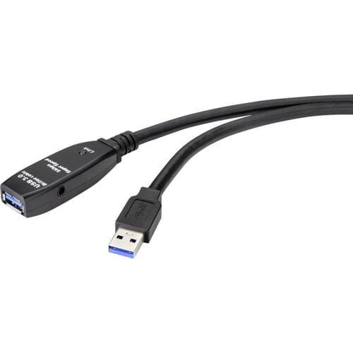 Renkforce RF-4598346 USB-kabel USB 3.2 Gen1 USB-A stekker, USB-A bus 10.00 m Zwart