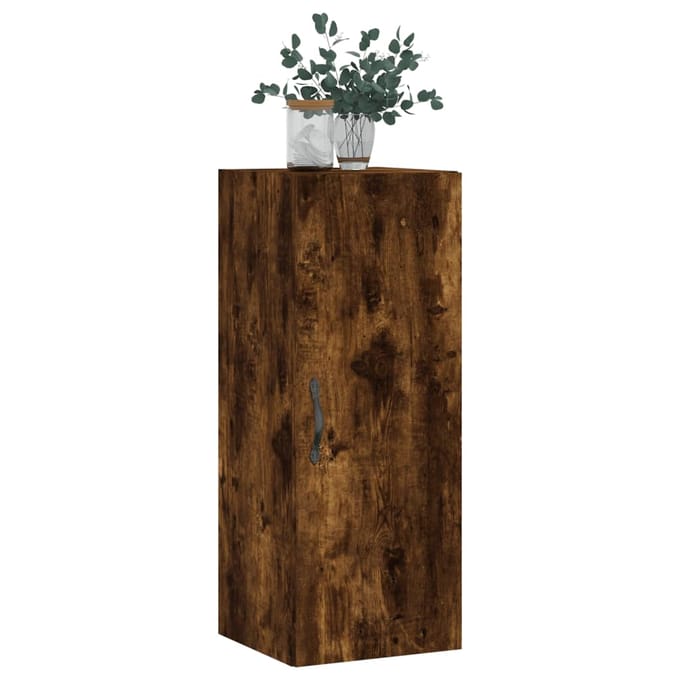 vidaXL - Wandkast - 34,5x34x90 - cm - bewerkt - hout - gerookt - eikenkleurig