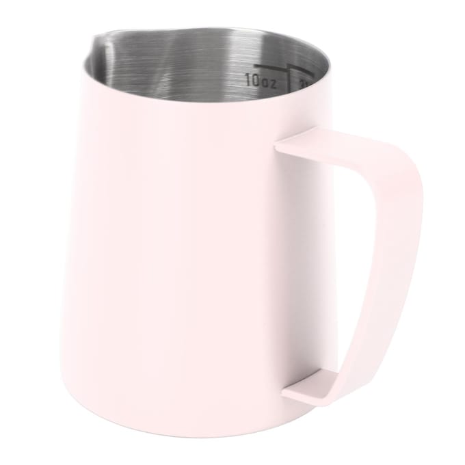 Pichet à lait à bec pointu, mousseur à café, 310 ml, acier inoxydable 304, avec graduation intérieure L rose