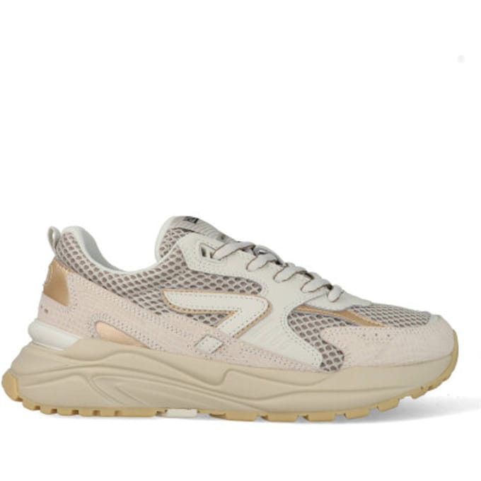 HUB Grid-w Sneakers Dames - Leren Sneaker - Beige - Maat 37