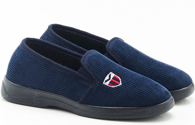 Damart - Pantoffels van ribfluweel - Heren - Blauw - 43