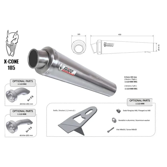 Universele motor demper linkerzijde Mivv X-Cone 105