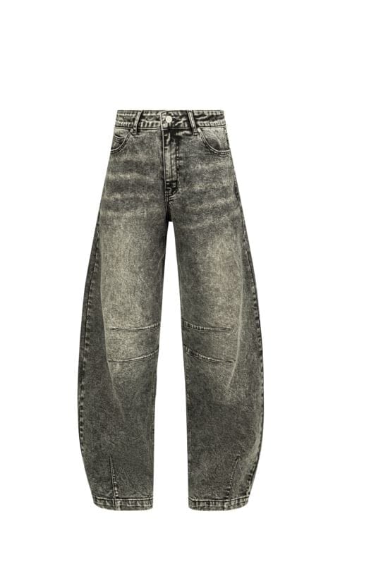 R.E.D. Rock-Engineered Design Grijze jeans in barrel fit met borduursel en patch van imitatieleer - Dames - W30L30