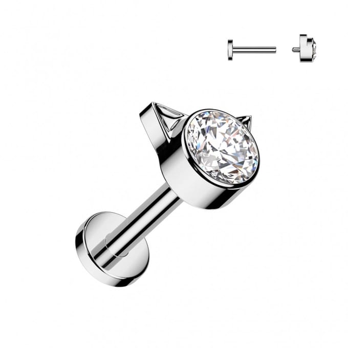Piercing titanium kitty top intern schroefdraad 1.2x8x4 - zilver - LMPiercings