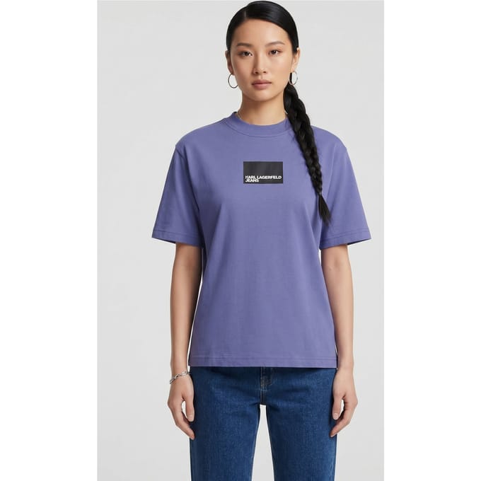 Karl Lagerfeld Reg Ss Box Logo Tee Skipper Blue Maat: M | Tops Outlet | Dames | Paars