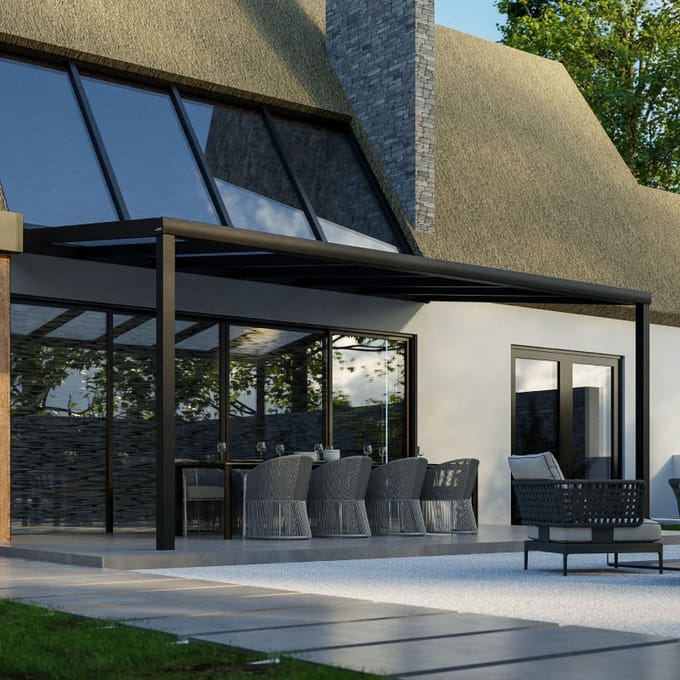 Pratt & Söhne Aluminium overkapping 2 staanders polycarbonaat 6x3.5 m helder
