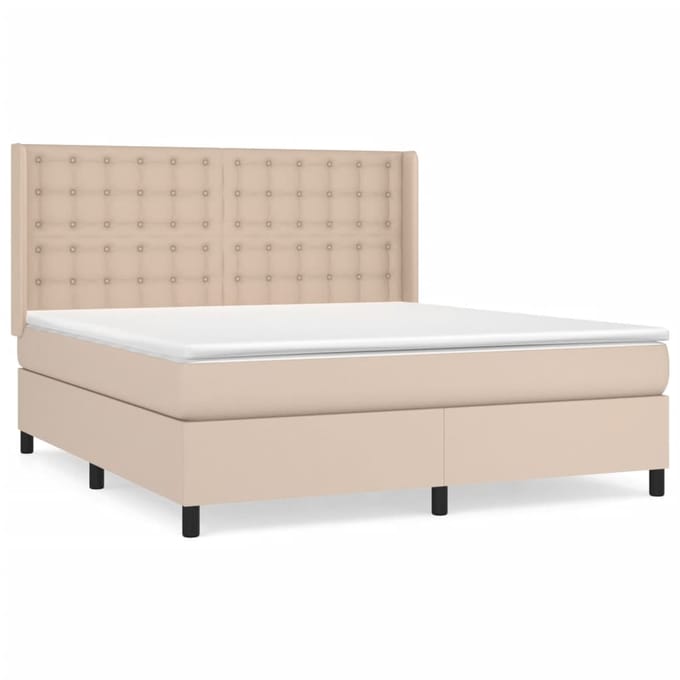 vidaXL - Boxspring - met - matras - kunstleer - cappuccinokleurig - 160x200 - cm