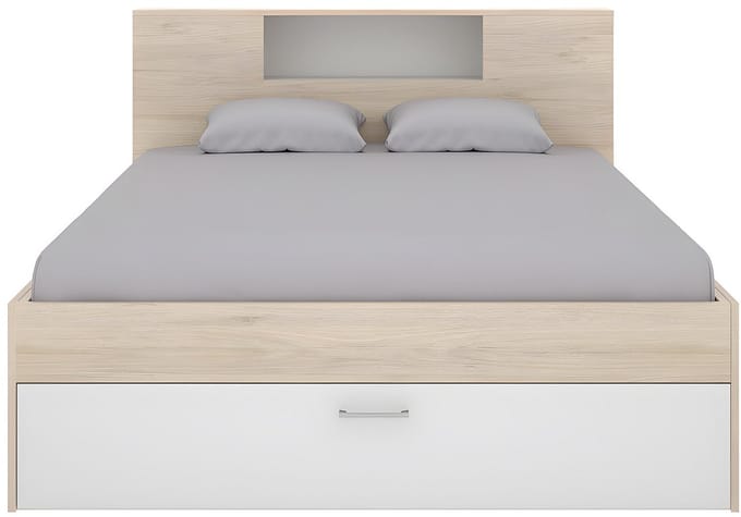 Vente-unique Bedframe hout natuurlijk licht, wit 160 x 200 cm