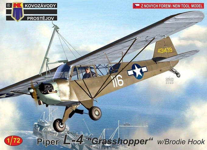 KP Models 1/72 US Army Piper L-4 Grasshopper met Brody Haak Plastic Modelbouw Kit KPM0191 gray
