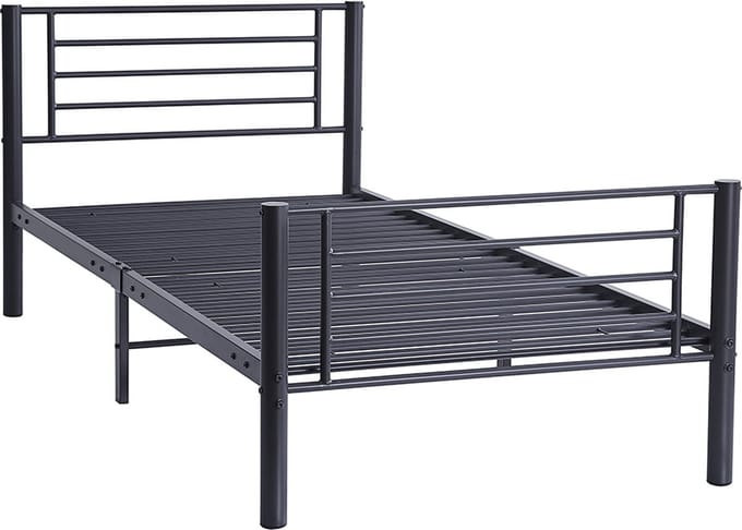 Interiax Otis Bed - Donkergrijs Metaal - 90x200 cm - Inclusief Lattenbodem