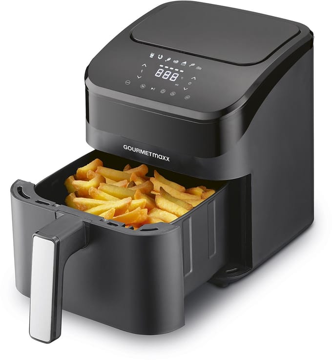 GOURMETmaxx digitale 4L heteluchtfriteuse met touchscreen en timer – energiezuinig frituren met 1400W, multifunctioneel mini-oven