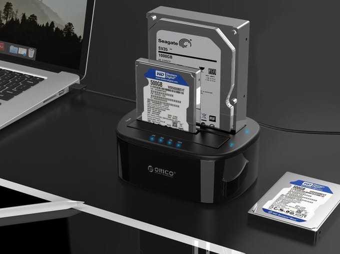 ORICO - Externe Dual Harde schijf Backup / Clone / Docking Station voor 2'5" en 3'5" SATA HDD/SSD - USB3.0