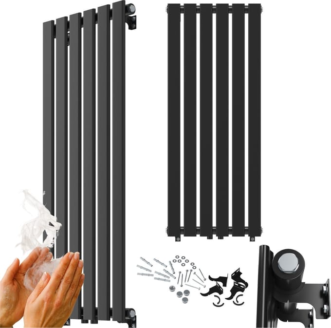Granitan Handdoekradiator Ferro - 110x45cm - Zwart - verticale radiator - Badkamer Verwarming Radiator