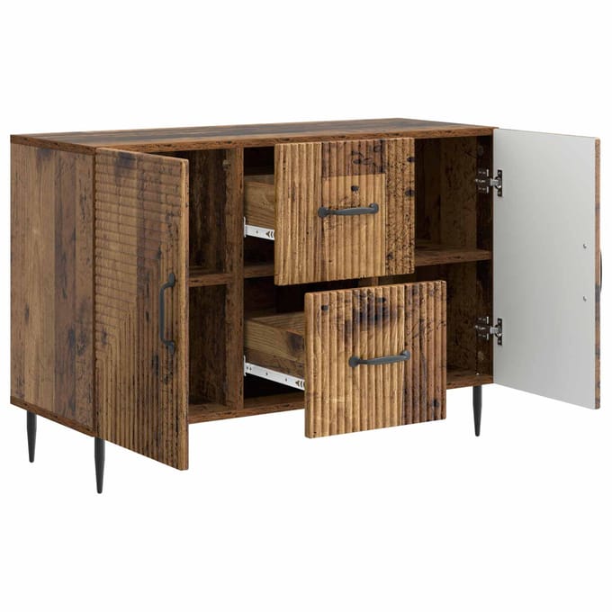 vidaXL - Dressoir - met - lade - Oud - hout - 89 - x - 34,5 - x - 60 - cm - Bewerkt - hout