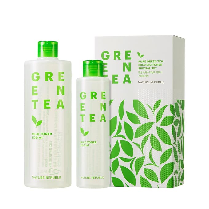 Nature Republic Toner Doux Thé Vert Pur Grand Format Set Spécial 500ml+200ml green