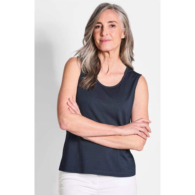 Twee basic topjes - marine / wit - Gr. 38 van Goldner Fashion
